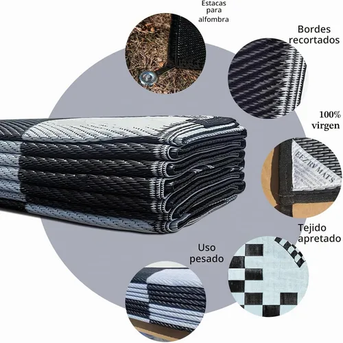 Vista 3 de EEZ RV Products - Esteras reversibles resistentes para exteriores de 9'x12' para RVing/Boondocking