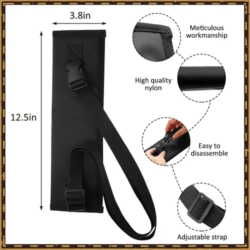 Vista 2 de Jecery Bolsa de espada de 2 piezas, bolsa de Katana negra, funda de transporte de espada ninja, correa trasera, cintura para samurái, cosplay