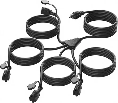 Vista 13 de K KASONIC - Cable de extensión de luces navideñas para exteriores de 46 pies con múltiples tomas, cable eléctrico resistente con certificación ETL