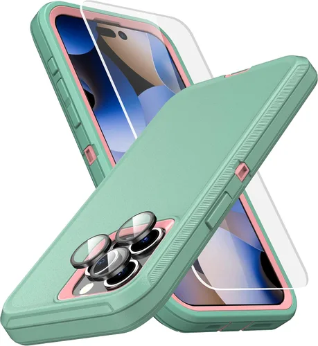 Vista 15 de MXX Funda de Alta Resistencia para iPhone 15 con Pantalla de Vidrio Templado, Protector de Lente de Cámara de 3 Capas, Protección Completa