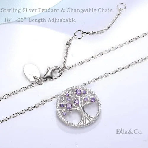 Vista 4 de Collar de árbol de la vida para mujer, collar de perlas esmeralda piedras natales de mayo, junio, para esposa, mamá, regalos de cumpleaños