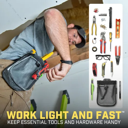 Vista 2 de Joey Pouch Clip-On Tool Belt Bag for Tools, Screws, and Nails - Great for an Electrician, HVAC Tech, Plumber, Carpenter, Contractor, Handy Man