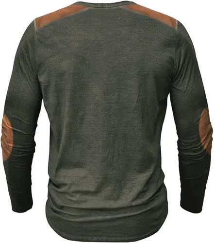 Vista 2 de Camisas de primavera para hombre, de manga larga, estilo Henley, ajuste regular, casual, ligeras, S-5XL