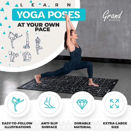 Vista 4 de Esterilla de yoga instructiva extra grande con posturas impresas - 3 veces más grande y 2 veces más ancha que las esterillas de entrenamiento 6' x
