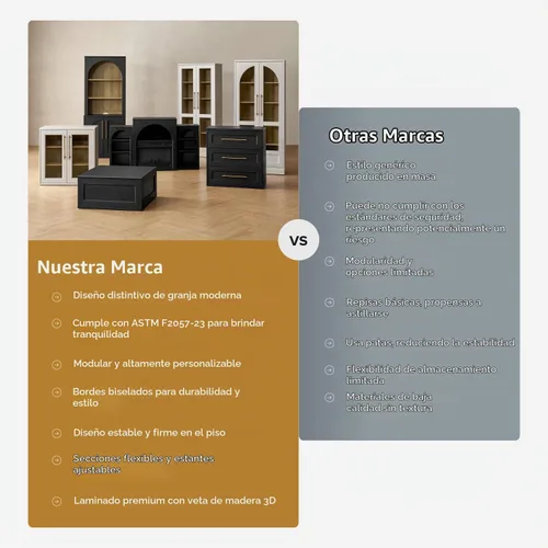 Vista 8 de mopio Blake Centro de entretenimiento de 4 piezas con almacenamiento, cómoda gabinete de almacenamiento modular de granja moderna soporte para TV