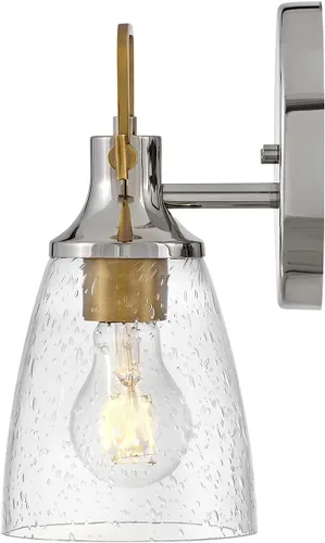 Vista 6 de Hinkley Easton 51270PN - Accesorio de tocador de baño de una sola luz, industrial moderno, pantalla de vidrio transparente, se monta hacia arriba
