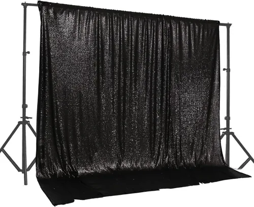 Vista 31 de PartyDelight Cortinas de Fondo de Lentejuelas 2 Paneles Negro 5 Pies x 10 Pies Telón de Fondo para Fotografía Cortina de Boda Eventos Especiales