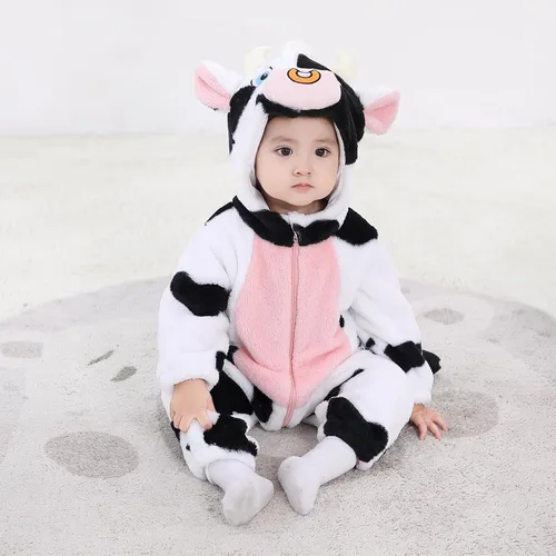 Vista 2 de Lindo disfraz de animal para bebé, niña, niño, disfraz de Halloween, mullido, cálido, para otoño e invierno, regalos de Navidad