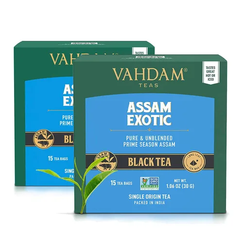 Vista 10 de VAHDAM - Bolsas de té negro Assam (100 unidades) con alto contenido de cafeína, sin gluten, bolsas de té de hojas sueltas enteras Fuertes