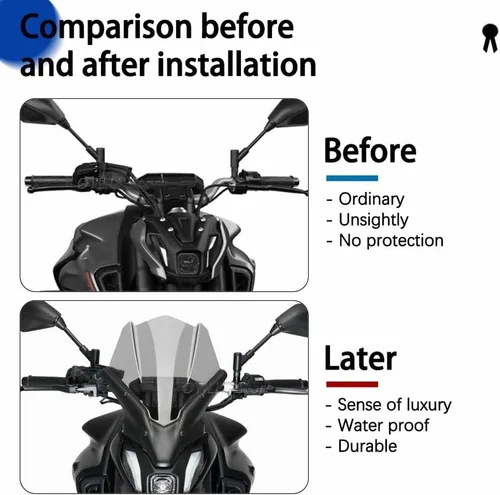 Vista 5 de GLoyer Motorcycle Windshield MT07 MT 07 mt07 Motorcycle Accessories Windscreen Windshield Deflector Protector Wind Screen Compatible with MT-07
