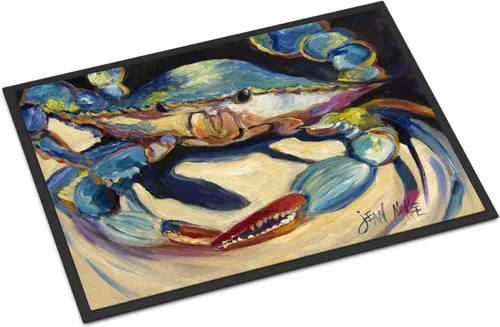Vista 180 de Caroline's Treasures JMK1017JMAT - Tapete de caza de rana garza azul, 24 x 36 pulgadas, tapete para puerta delantera, interior y exterior