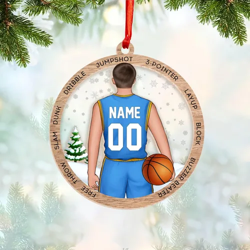 Vista 9 de Adorno Personalizado de Baloncesto 2025 - Adorno de Jugador de Baloncesto - Adornos de Árbol de Navidad de Baloncesto - Regalos de Jugador de Bkb 5