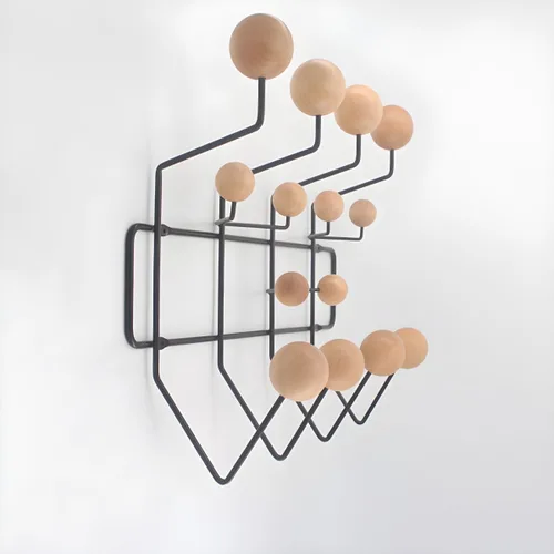 Vista 22 de Industrial Hooks Punch-Free Metal Wall-Mounted Coat Rack with Wood Ball Decoration Iron Coat Rack with Solid Wood Ball Wall Coat Hook Metal Simple