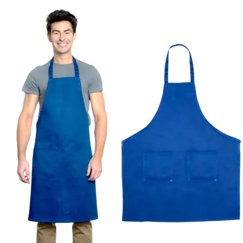 Vista 6 de Delantal profesional de longitud completa aprobado por el chef con dos bolsillos frontales, correa ajustable y resistente al agua para el personal