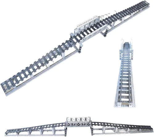 Vista 7 de Juego de 212 piezas de bloques de construcción de pistas de tren urbano compatibles con Lego, juego de accesorios de vías de tren, puente de pista