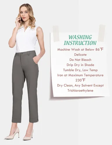 Vista 6 de BALEAF Pantalones de golf para mujer elásticos ligeros de secado rápido resistentes al agua con bolsillo con cremallera