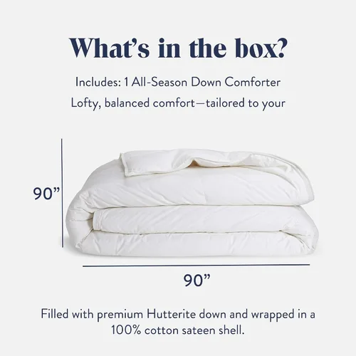 Vista 2 de Brooklinen Edredón de plumón canadiense para todas las estaciones, relleno de edredón de calidez media de lujo, funda de satén 100% algodón, ropa