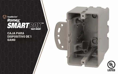 Vista 2 de Southwire MSBMMT1G Caja de dispositivo de montaje múltiple de 1 banda con profundidad ajustable; resistente 42 libras