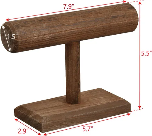 Vista 2 de Mostrador de pulseras hecho de madera con diseño antiguo marca Ikee 7 78" largo x 2 78" profundidad x 5 12" altura