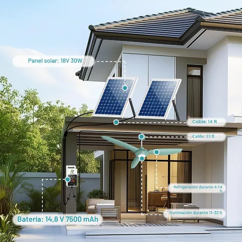 Vista 3 de Luz solar para ventilador de techo de 52 pulgadas para exterior