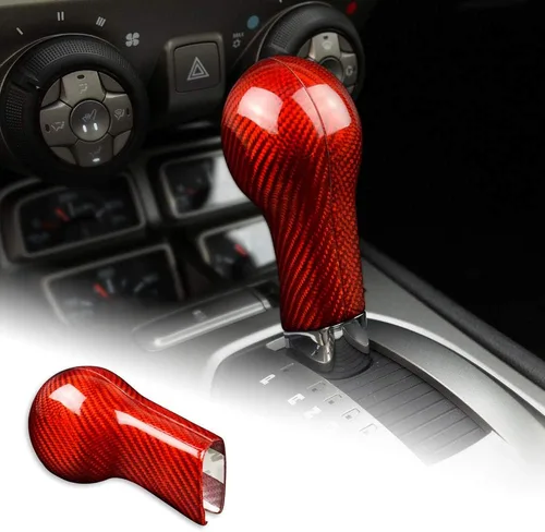 Vista 9 de AIRSPEED Cubierta de la perilla de la palanca de cambios de fibra de carbono para Chevrolet Camaro 2010 2011 2012 con accesorios de transmisión