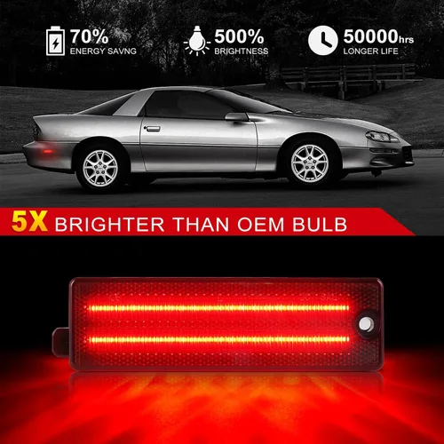 Vista 8 de Luz de Marcador Lateral Trasero LED Compatible con Chevy Camaro 1993-2002 Lente Ahumada Luz Roja Trasera Enchufe y Funciona, Impermeable