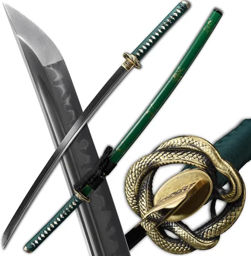 Vista 15 de Espada Katana Samurai, templada en arcilla, acero T10, Hamon real, espada completa Full Tang, hecha a mano, samurái, extremadamente afilada