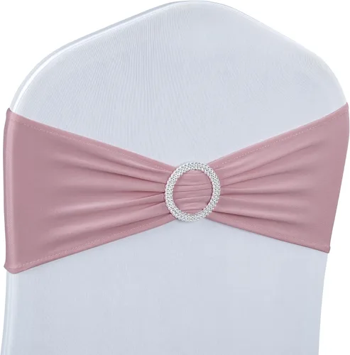 Vista 13 de Babenest Fajas de elastano con lazos para silla, 30 piezas, banda elástica premium para cubrir sillas con hebilla deslizante, lazos elásticos Champán