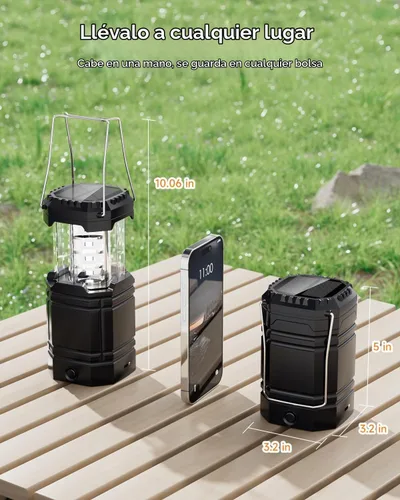 Vista 7 de Linterna solar para camping, paquete de 4, linterna LED recargable