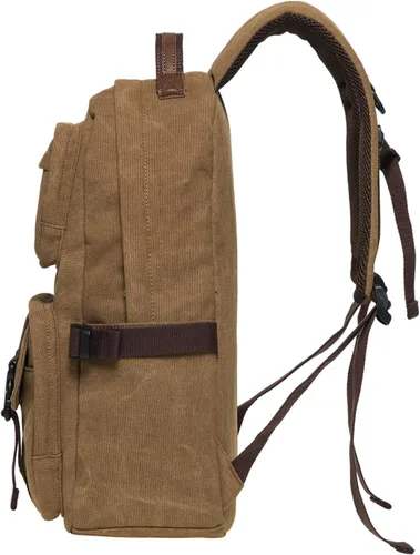 Vista 4 de KAUKKO Vintage Casual polyster and Leather Rucksack Backpack(20-2-KHAKI)