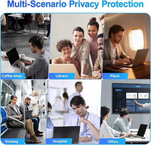 Vista 7 de Pantalla magnética de privacidad para laptop de 14 pulgadas, pantalla 16:9, protector de privacidad extraíble para computadora, protector de luz