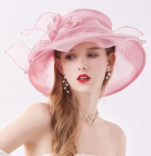 Vista 5 de Tocado Derby para mujer, sombrero de organza para iglesia, boda, ala ancha, cóctel, fiesta de té