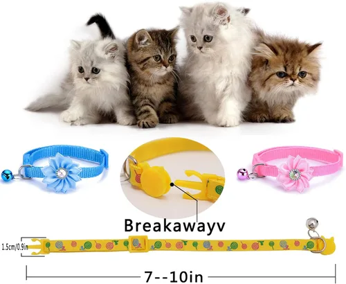 Vista 6 de 16 piezas de collares de gato lindos separables con campana para regalos de gatos machos y hembras