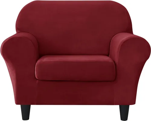 Vista 21 de CONRUSER Funda elástica para sofá, funda de terciopelo suave para sofá de un solo asiento con funda de cojín, protector de muebles (beige, talla S)