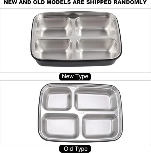 Vista 7 de Lonchera portátil de acero inoxidable 304 Bento Box Lunch Containers Caja de almacenamiento de alimentos con 4 compartimentos vajilla