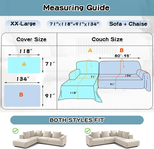 Vista 10 de MYSKY HOME Funda de Sofá Seccional para Perros, 2 Piezas Fundas de Sofá para Sofá en Forma de L, Funda de Sofá Lavable, Protector de Muebles Funda