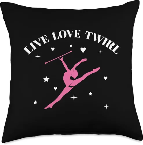 Vista 5 de Baton Twirling Gear For Majorettes Live Love Twirling Baton Twirler - Almohada de 16.0 x 16.0 in, multicolor
