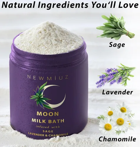 Vista 3 de Remojo de baño de leche lunar de salvia limpiadora - Lavanda Manzanilla - Hidrata y suaviza la piel Alivio espiritual del estrés Regalos