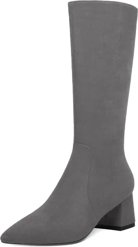 Vista 20 de MOVINSTEPS Botas de tacón bajo grueso con cremallera y puntera puntiaguda para mujer, de 2.0 in Verde militar