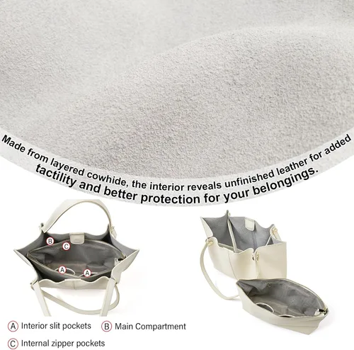Vista 5 de FOXLOVER Bolsos de hombro de cuero genuino para mujer de gran capacidad con asa superior con 2 maneras