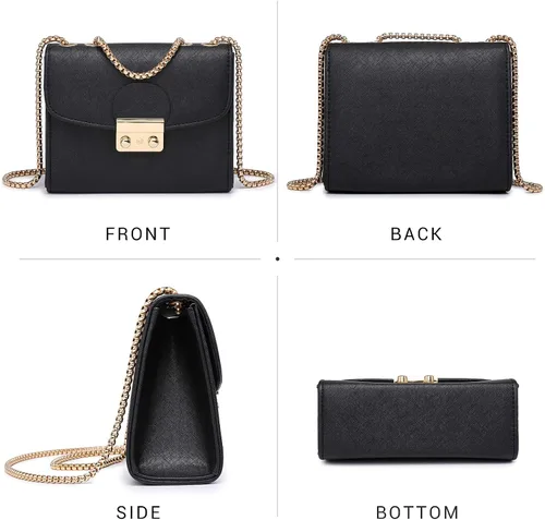 Vista 3 de Dasein Bolso cruzado pequeño para mujer bolso de noche de diseñador bolso de mano para boda baile de graduación fiesta con correa de doble cadena