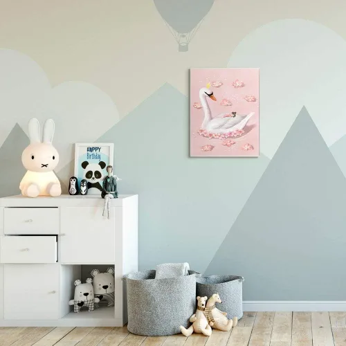 Vista 2 de Stupell Industries Nursery Swan Baby Princess Pink Floral Lake, diseñado por Ziwei Li Art, 13 x 19 pulgadas, placa de pared Stupell Industries