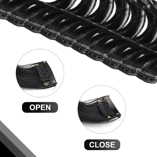 Vista 4 de 10 extensiones de cabello sintético rizado y ondulado negro con clip, reflejos de fiesta de neón arcoíris, accesorios de cabello coloridos