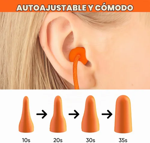 Vista 5 de 20 pares de tapones de espuma para los oídos con cable, protección suave y cómoda para los oídos, desechables envueltos individualmente