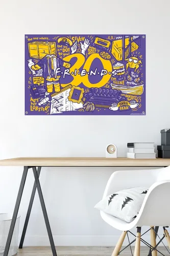 Vista 6 de Trends International Friends 30th - Purple Wall Poster, 22.37" x 34.00", Premium Poster & Push Pin Bundle