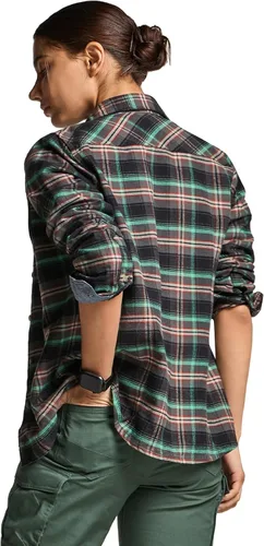 Vista 2 de CQR - Camisa de franela a cuadros para mujer, de manga larga, casual, de algodón suave cepillado y con botones