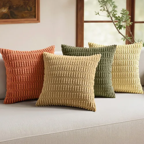 Vista 24 de MIULEE Paquete de 4 fundas de almohada decorativas neutras de 16 x 16 pulgadas para sofá, sala de estar, cama, estilo rústico, granja, bohemio