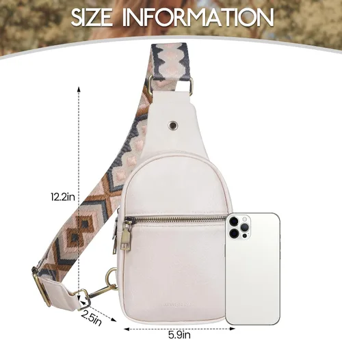 Vista 6 de JXWENBYX Bolso bandolera para mujer, de piel sintética, pequeño, bandolera, mochila cruzada a la moda, bolsa de pecho para viajar, senderismo