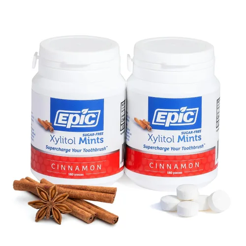 Vista 19 de Epic Mentas de Xilitol 100% - Sin Aspartamo, Sin Azúcar - Mentas con Sabor a Canela, 55 Piezas (Paquete de 5) 100% xilitol; sin OGM; vegano; apoya