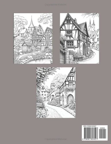 Vista 2 de Village Charm coloring Book Adult Coloring Book Over 100 Beautiful Designs to Relax Your Mind. Great For Adults, Teens and Seniors.